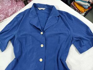 Royal Blue Button-Up Blouse