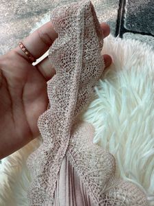 Peach Lace Trim Ribbed Bralette