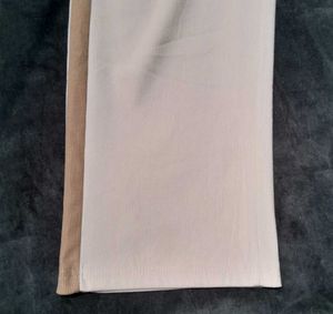 Cream Stright fit Pants with Contrast Trim