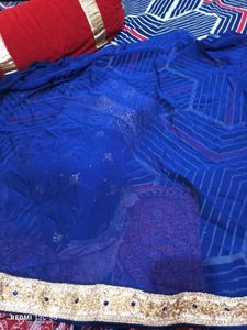 Stunning Blue Embroidered Saree