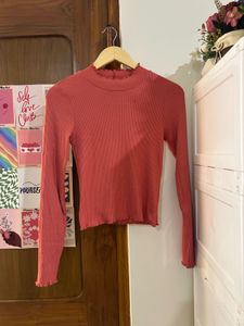 Ribbed Mock Neck Long Sleeve Top