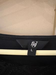 FIG Black Top with Lace Detail – Size L