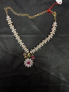 Stunning CZ Flower Necklace &amp; Earrings Set