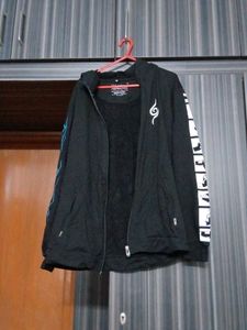 Black Graphic Zip-Up Hoodie