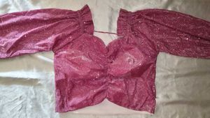 Sparkly Off-Shoulder Ruched Top