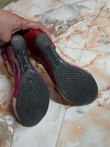 Red Wedge Sandals
