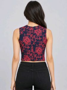 Blue &amp; Pink Floral Crop Top