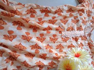 Orange Floral Print Blouse