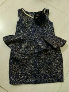 Sparkling Navy Blue Peplum frock