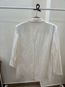 H&amp;M OFF WHITE LINEN OVERSIZED BLAZER