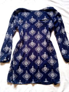 Navy Blue Printed Kurta