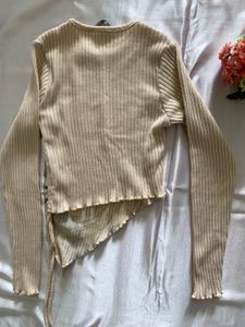 Butterfly Print Ruched Long Sleeve Top