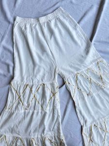 White Embellished Palazzos