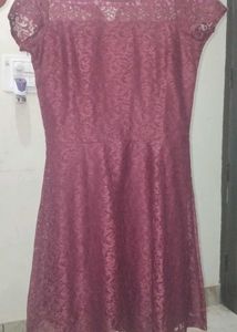 Elegant Mauve Lace Dress