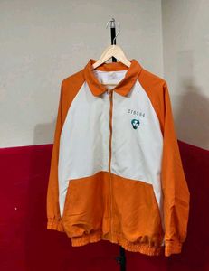 Orange &amp; White Zip-Up Jacket