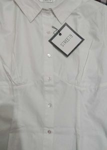 Chic White Ruched Short Sleeve Shirt