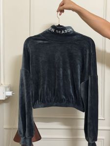 Velvet Mock Neck Cropped Top