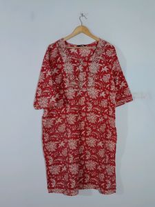 Red Printed Kurta (Women's)