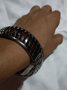 Black Silver Tone Bangle