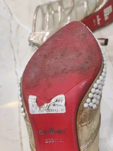 Partywear Sparkling Golden Heels Net Boots