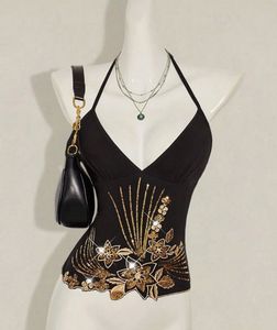 Sparkly embellished Halter Neck Top