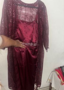 Elegant Burgundy Sequined Set