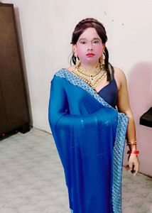 Vibrant Blue Embellished Saree