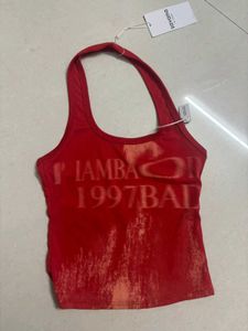 Red Halter Neck Graphic Top
