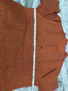 Rust orange Printed Cotton Kurta
