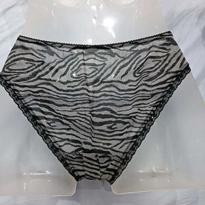 Sheer Zebra 😍Print Briefs with Lace Trim