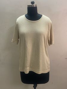 Cream Ribbed Knit Top