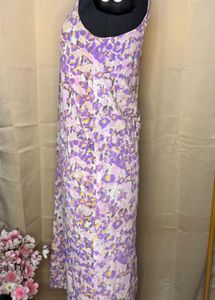 topshop Floral Print V-Neck Dress with Back Cutout