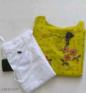 Yellow Kurta Set with White Pants