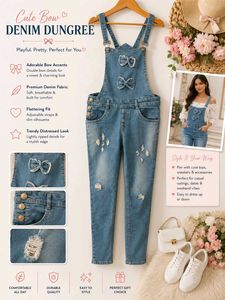 Cute Denim Dungaree with Bows✨💗🌷