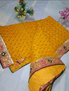 Vibrant Yellow Embellished Saree