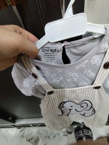 Cute Elephant Baby dungaree with tshirt