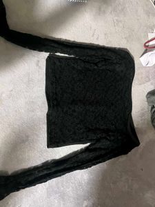 Elegant Black Lace Sleeve Top