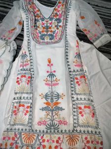 White Embroidered Kurta Set with Dupatta