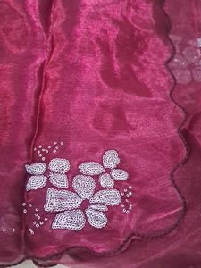 Exquisite Maroon Embellished Saree