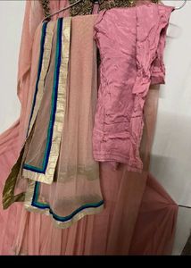 Elegant Pink Embroidered Anarkali Lehenga Choli