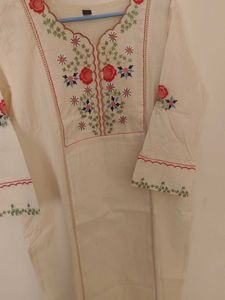 White Embroidered Kurta with Pants