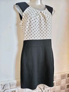 Chic Polka Dot &amp; Black A-Line Dress