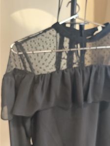 AND Chic Black Ruffled Top Size UK 10