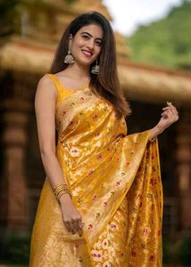 Elegant Yellow Banarasi Silk Saree