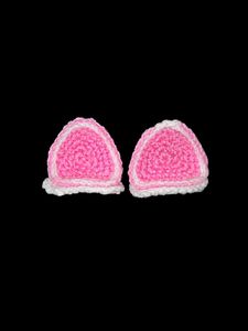 Pink Crochet bunny clips