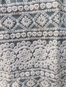 It's Grey Chikankaari And Sitaara Work Kurta For W