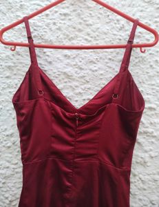 ✧⁠*⁠。Burgundy Satin Midi Dress