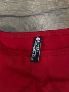 Red Square Neck Crop Top