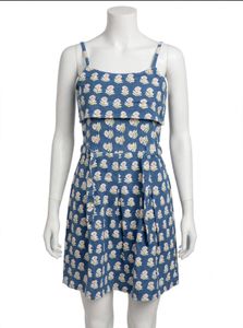 Blue Floral Print Mini Dress