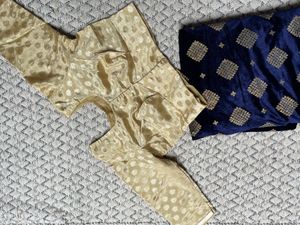 Elegant Navy Blue Velvet saree with Gold Embellish